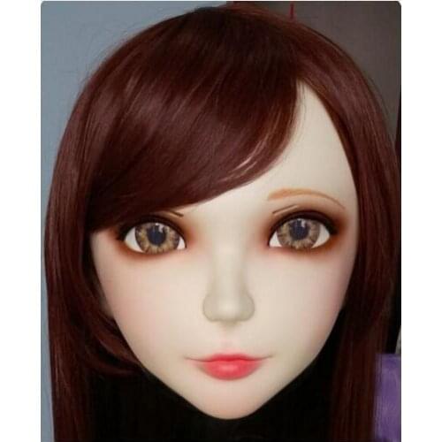 Kig11)Gurglelove Female Sweet Girl Resin Half Head Kigurumi BJD Mask Cosplay Japanese Anime Role Lolita Mask Crossdress Doll