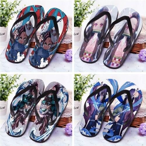 Kimetsu no Yaiba Role Fashion Anime Customized Slipper Cartoon Summer Beach Shoes Home slippers Unisex Men Woman Gifts