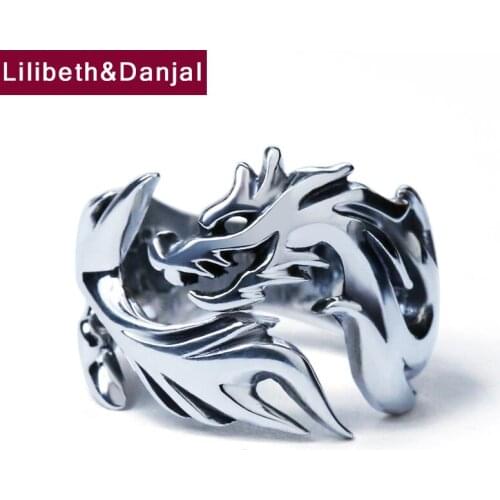 2019 Initial Promise Couple Adjustable Ring 100% 925 Sterling Silver Jewelry Men Women Hollow Flame dragon Engagement Ring R059