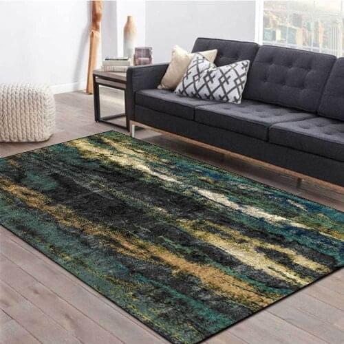 Modern Minimalist Style Floor Mats Abstract Dark Green Black Yellow Pattern Living Room Area Rugs Kitchen Bedroom Bedside Carpet