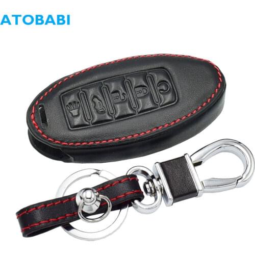 Leather Car Key Case For Nissan Murano 2016-2017 Altima Maxima Infiniti EX FX G37 Q60 QX50 QX70 5 Buttons Remote Keychain Cover