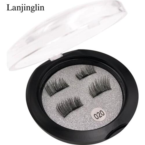 LANJINGLIN 1 Pair Magnetic Eyelashes Natural Long Handmade 3D Mink Lashes Makeup Set Extension Tools Magnetic Lashes maquiagem