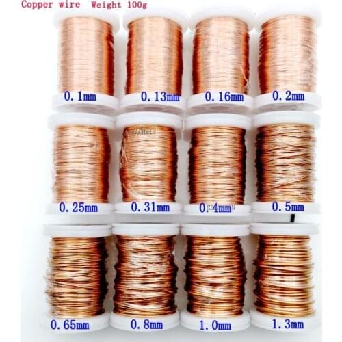 0.13mm 0.25mm 0.51mm 1mm 1.25mm copper wire Magnet Wire Enameled Copper Winding wire Coil Copper Wire Winding wire Weight 100g
