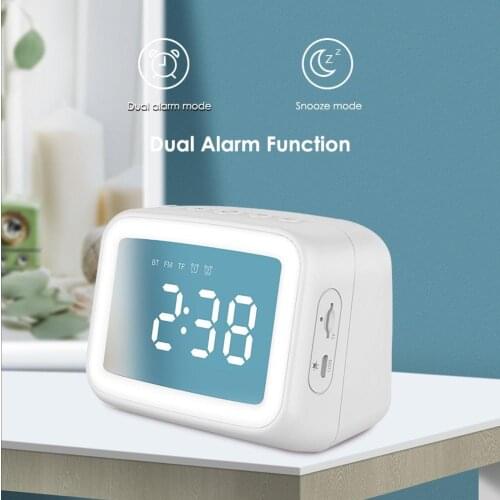 Multi Function Wireless Bluetooth 5.0 LED Mirror Display Alarm Clock FM Radio TF Music Player Home Table Decoration