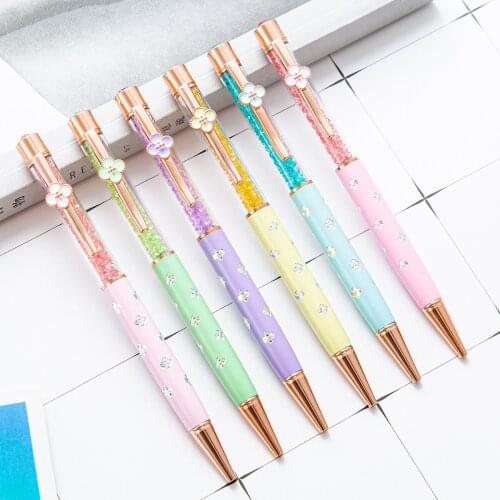 New creative crystal pen four-leaf clover crystal pen ballpoint pen retractable pen