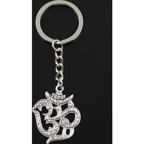 New Keychain 38x30mm Yoga Om Pendants DIY Men Car Key Chain Ring Holder Keyring Souvenir Jewelry Gift