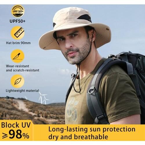 2021 Outdoor Mens Spring and Summer Bucket Hats Flat Sunscreen UV Breathable Sun Fashion Fisherman Fishing Hat Big Brim