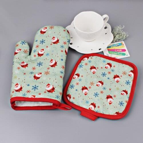 Oven Gloves Potholders for Kitchen Christmas Decorations Baking Accessories New Year 2021 Home Anti-Scald Backing Tools