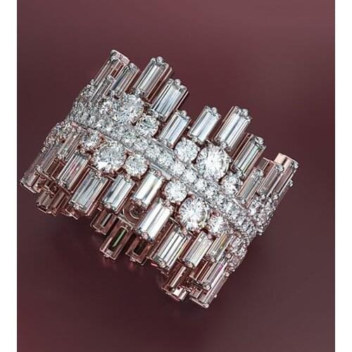 Luxury Irregular Finger Rings for Women Micro Paved Round Square Cubic Zirconia Crystal Elegant Wedding Ring Trendy Jewelry