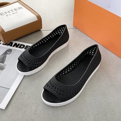 Outdoor Indoor Sandals Women Bean Shoes Non-Slip Breathable PU Beach Shoes 36-41 Size Flat Shoes For Women Comfortable Black6021