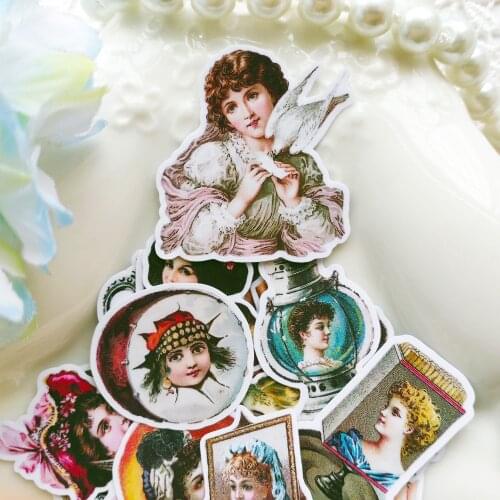 Old Beautiful Lady Photo Sticker DIY Junk Journal Craft Diary Happy Planner Creative Scrapbooking Decorative Stickers