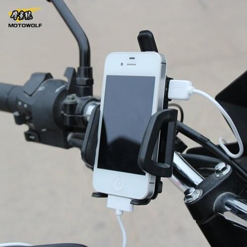 Universal Motorcycle/Bicycle/Electric-bike Phone Holder GPS Stand with USB Charger for 3.6-6 inch Mobile iPhone Samsung Huawei