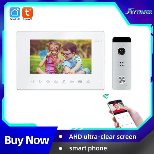 Joytimer Tuya Smart App WiFi 7 Inch Video Door Phone Intercom System with Wired Doorbell Remote Unlock Home Access Control