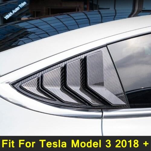 Lapetus External Spare Parts Fit For Tesla Model 3 2018 - 2021 Car Rear Window Louver Shutter Side Vent Cover Trim 2PCS Plastic