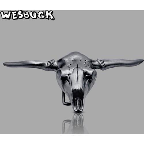 WesBuck Brand Bull Head Skull Belt Buckle Metal Western Buckles For Men Women Belt Buckle Cowboy