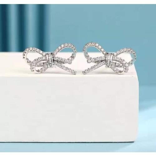 Fine Jewelry 18K-Gold White Real Diamond Butterfly Shape Drop Earrings Women Anniversary Gift Au750