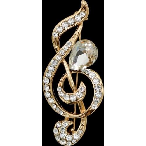 OneckOha Rhinestone Musical Note Brooches Crystal Pin Womens Jewelry Brooch Pin