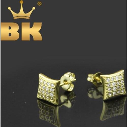 Earings Fashion Jewelry 2017 Squre Stud Earring Full Clear AAA Cubic Zirconia Fashion Men 8mm Hiphop Earings Dropshipping