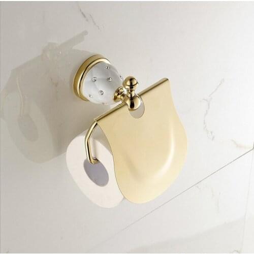 1PCS Brass Toilet Paper Holder Tissue Hanger Bathroom Rolling Paper Holder Wall Room Tray Mat Chrome Gold Wall Mount