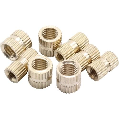 100pcs Copper Inserts Brass Double Pass Knurl Nut Embedded Fastener M2 M2.5 M3