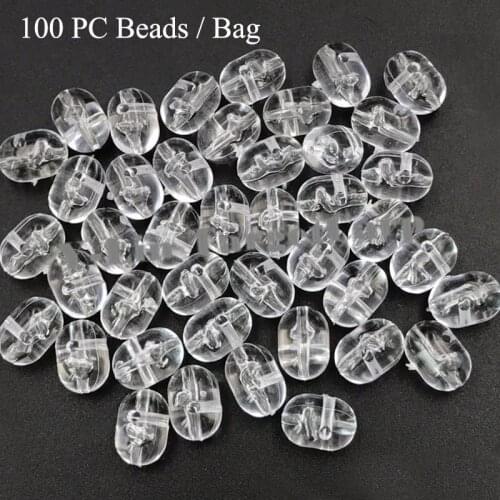 100pcs Transparent Fishing Cross Beads Plastic Clear Beads Double Pearl Drill Cross Beads