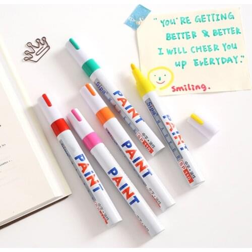 12 Colors Waterproof Car Tyre Tire Tread Rubber Metal Permanent Paint Marker Pen Smooth Writing Showy Useful Highlighters