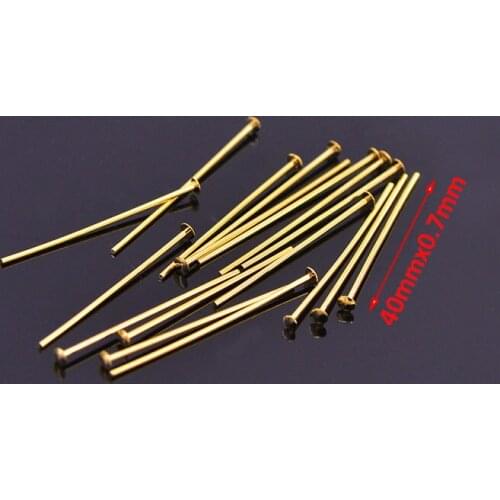200Pcs/lot 30mm 40mm Stainless Steel Gold Plated Flat Head Pins for Jewelry Beading Craft Making