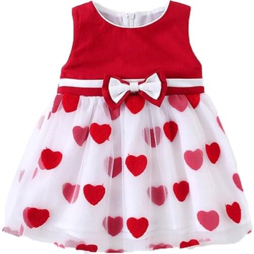 New 2020 Summer Baby girl Clothes Casual Dress Red and white love Dress Lively and lovely Princess Dress For 9 Months-5 Years