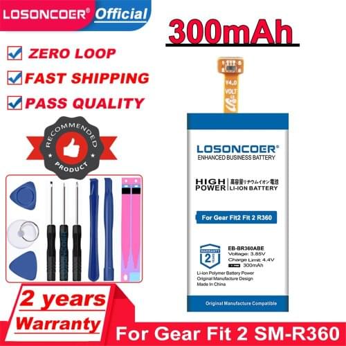 LOSONCOER 300mAh EB-BR360ABE Battery For Samsung Gear Fit2 Fit 2 R360 SM-R360