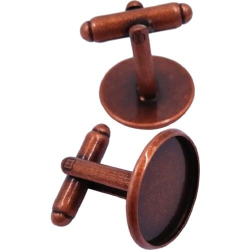 Antique Copper 12mm 14mm 16mm 18mm 20mm Cufflink Blanks Settings French Cufflinks Trays Cabochons Cameo Bezel Base CL007