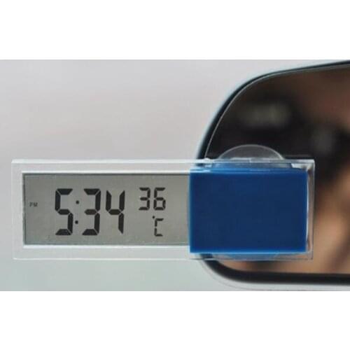 1pc Universal Mini Digital LCD Display Auto Car Electronic Sucker Type Transparent 2 In 1 Automobile Car Clock Thermometer