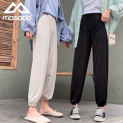Woman Pants Loose Summer Pants Trousers Women Ice Silk Straight Pants Woman Girl Sports Trousers Female Slacks Streetwear Women