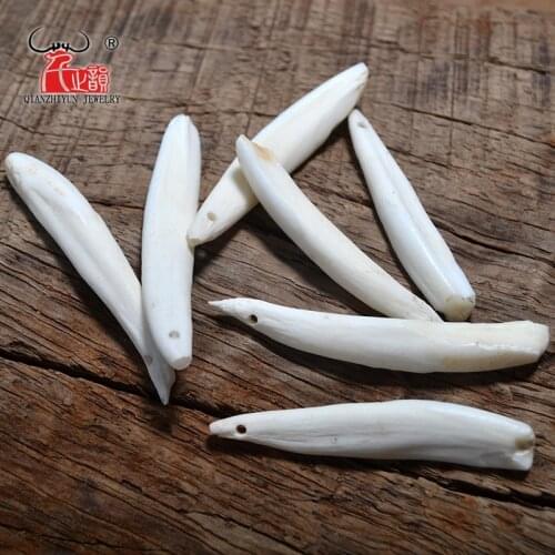 10pcs Brown Wild boar Teeth Natural Bone Beads Pendants For Diy Jewelry Making Primitive tribal ornaments Jewelry Accessories