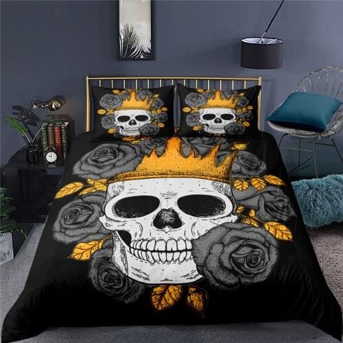 Skull Luxury 3D 2/3pcs Flower Printing Bedding Set Twin Queen King Size Comforter Duvet Quilt Cover and Pillowcase Home Textile