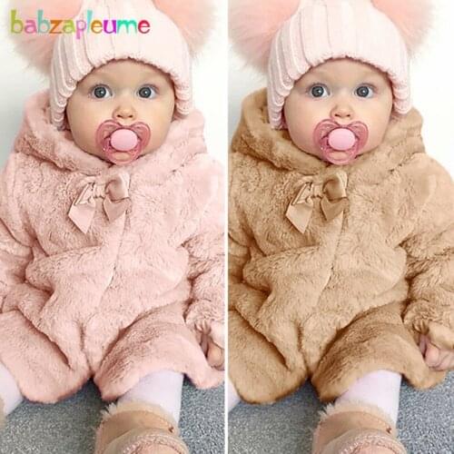 1-5Years/2020 New Autumn Winter Baby Girls Jackets Thicker Warm Fleece Hooded Cute Kids Fur Coats For Children Clothes BC1521-1