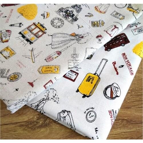 150 cm X 50 cm handmade cotton linen fabric for curtains tablecloth travel style crafts fabric