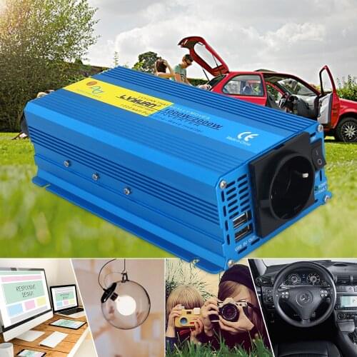 Pure Sine Wave 2000W инвертор DC 12V TO 220V Car Plug Inverter Adapter Power Converter with 4.2A Dual USB Charging EU/US Socket