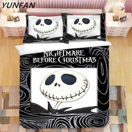 3D Nightmare Before Christmas bedding sets duvet cover sets fashion quilt cover single double queen king white black bedclothes