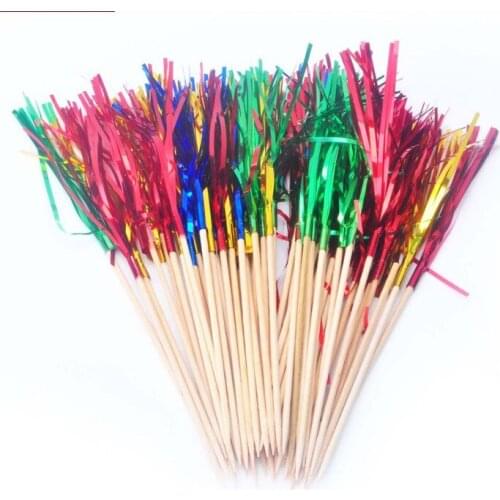 Colorful Peacock Tail Bamboo Cocktail Sticks Martini Picks Cake Snacks Salad Fruit Picks Wedding Party Favor 200pcs/lot