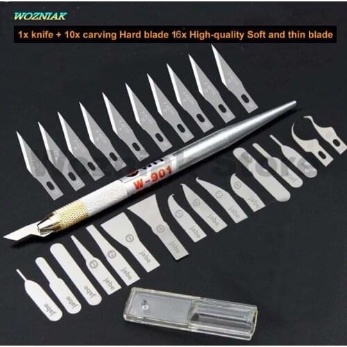 Metal Scalpel Knife Tools Kit Cutter Engraving Craft knives + Hard straight soft Blade Mobile Phone Laptop PCB DIY Repair Hand