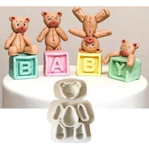 Cute Bear Silicone Mold Fondant Mould Cake Decorating Tools Chocolate, Gumpaste, Sugarcraft, Kitchen Accessories