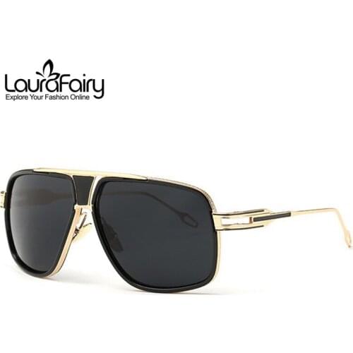 Laura Fairy Fashion Big Frame Design Sunglasses Men Women Alloy Acetate UV400 Protection Sun Glasses lunettes de soleil homme