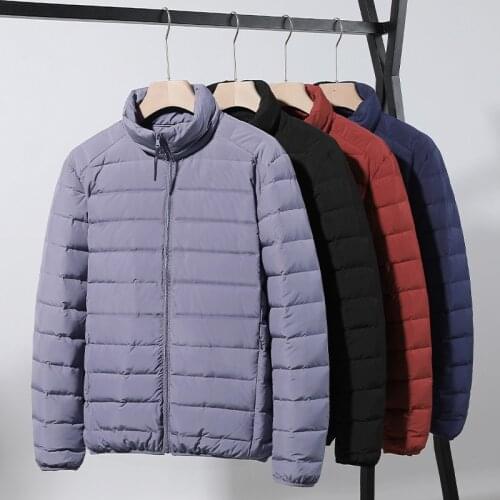 2021 autumn and winter new Lightweight down jacket mens short Seamless stand-up collar white duck down men