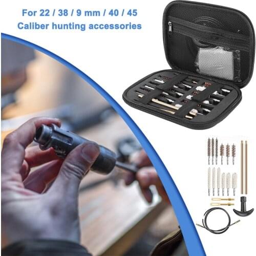 19pcs/Set Gun Barrel Cleaning Kit Pistol Handguns Rod Cleaner Brush Tools for 11/29/9mm 10/45 Caliber Rifle Shotgun Hunting Acce