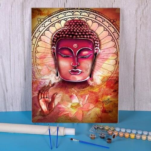 Abstract Buddha Face Paint By Numbers Kit Acrylic Paints 40*50 Canvas Painting Wall Decoration Crafts Adults Handiwork