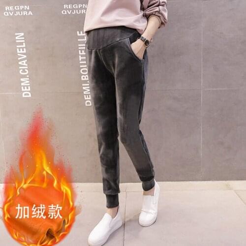 2020 New Maternity Women Plus Fleece Belly Sport Pants Warm Thickness Autumn Winter Loose Sweatpants Fashion Mom Winter Clothes