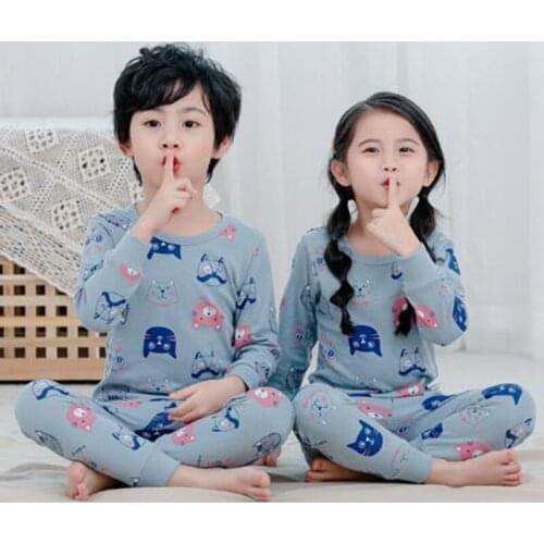 New Autumn Boys Girls Clothes Sleepwear Cartoon Cotton Pajamas Set Childrens Pyjamas Suit Baby Pijamas Winter Nightwear