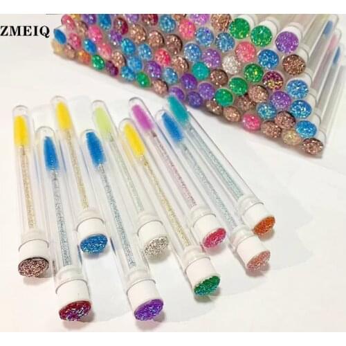 Disposable Eyelash Brush Tube Reusable Eyebrow Brush Tube Eyebrow Brush Replaceable Sparkling Broken Diamond Colorful Bottom