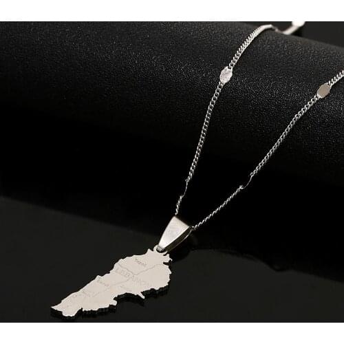 Stainless Steel Lebanon Map Pendant Necklaces Maps of Lebanese Patriotic Charm Jewelry