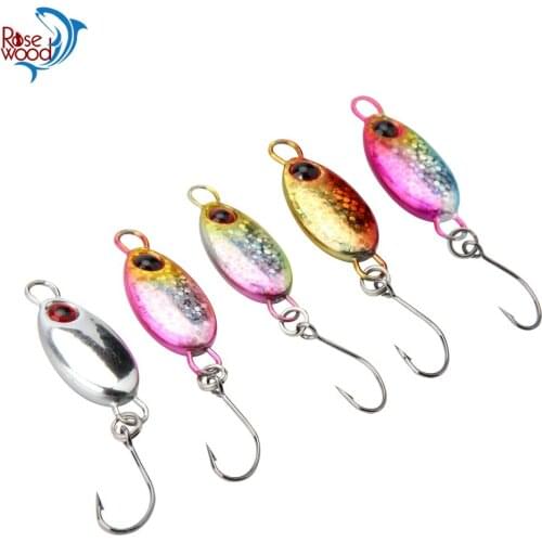 RoseWood Ice Fishing Jigs Mini Spoon Lures with 3D Eyes Double-Sided Laser Reflective Jigging Bait for Crappie, Trout, Panfish